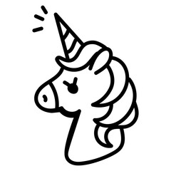 Sticker - A captivating doodle icon of unicorn 