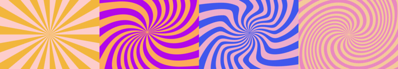 Poster - Solar Explosion Background Set. Sun Burst Effect with Waves. Swirl Vector Pattern. Twisted and Distorted Texture