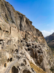 Vardzia cave city and monastery in the Erusheti Mountain, Georgia. Vardzia is an ancient cave monastery site in southern Georgia