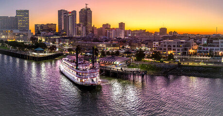 New Orleans sunset with River Paddle boat