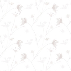 Naklejka na meble Delicate vector seamless pattern with wild flowers, herbs botanicals