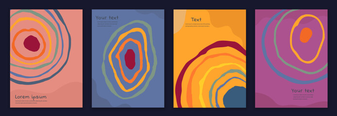 Wall Mural - Copy space poster set. Creative design layout template with concentric circles. Backgrounds leaflet brochure covers or web pages with trendy colors. Graphic presentation in a modern style