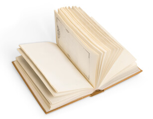 Wall Mural - open blank notebook on white background