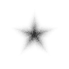 Poster - Dotted grain star. Black stipple shape. Abstract noise texture star. Halftone flare form. Vector stochastic 