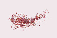 Dried Rose Petals Scattered On Pink Background.