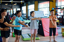Happy Kids Training In Gym