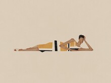 Illustration Of Woman Poses Lying Down