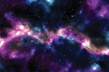 Wall Mural - hand painted watercolor galaxy wallpaper background vector design illustration