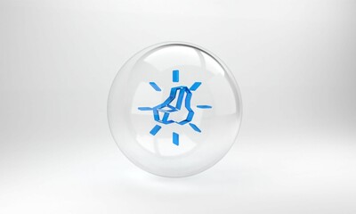 Blue Gold nugget icon isolated on grey background. Mineral boulder. Glass circle button. 3D render illustration