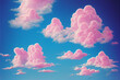 Blauer Himmel mit pinken Wolken