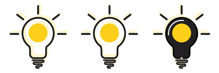 Poster - Lamp icons set. Idea lamp icon collection. Flat style