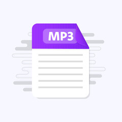 Poster - MP3 file icon. Flat design graphic illustration. Vector MP3 icon