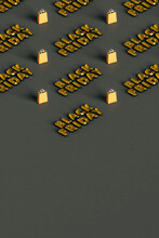 Isometric View Of Gold Black Friday Balloons 
