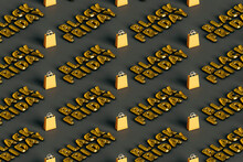 Isometric Pattern Of Gold Black Friday Balloons 