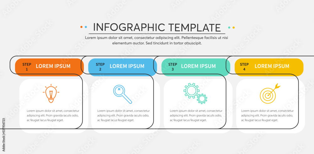 Vector infographic with icons and 4 options, steps or processes. Flat ...