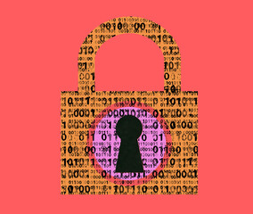 Padlock with Hand Painted Binary Code