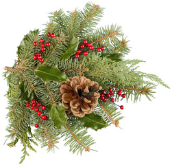 Wall Mural - christmas composition with pine cones and fir branches