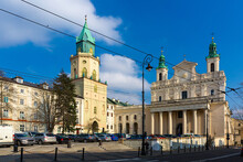 View Of Roman Catholic Cathedral Of St. John Baptist In Centre Of Polish City Of Lublin In Sunny Spring Day