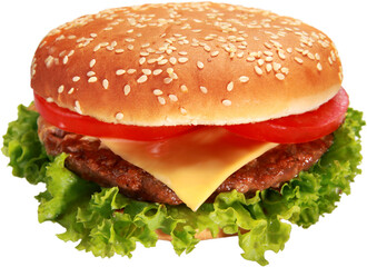 Sticker - Hamburger on white background, menu for cafe and fast-food restaurant