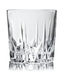 Wall Mural - Empty glass for whiskey on white background.