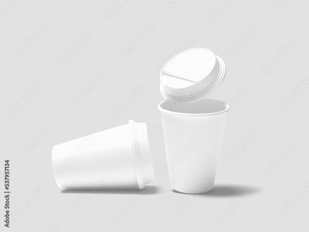 Paper cup mock-up. Render realistic 3d illustration. Package mockup ...