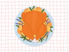 Thanksgiving Roasted Turkey Food Illustration