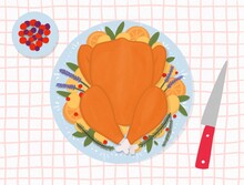 Thanksgiving Roasted Turkey Food Illustration