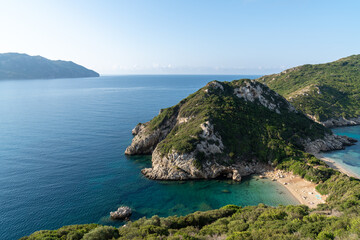 mediterranean coastline in corfu, greece