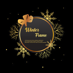 Winter round frame with snowflake and space for text.