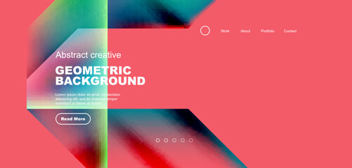 Triangles with fluid gradients, abstract landing page background. Minimal shapes composition for wallpaper, banner, background, leaflet, catalog, cover, flyer