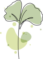 Wall Mural - continuous line drawing of ginkgo leaf illustration