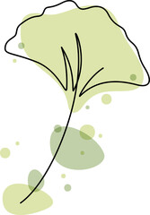 Wall Mural - continuous line drawing of ginkgo leaf illustration