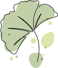 Wall Mural - One line drawing of ginkgo leaf illustration