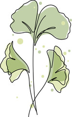 Wall Mural - One line drawing of ginkgo leaf illustration