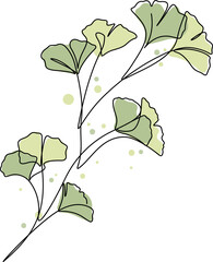 Wall Mural - continuous line drawing of ginkgo leaf illustration