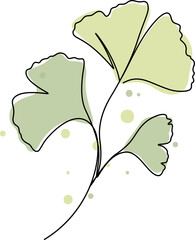 Wall Mural - continuous line drawing of ginkgo leaf illustration