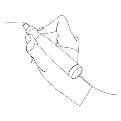 Poster - One continuous line drawing of hand writing with felt tip pen. Thin Line Illustration vector concept. Contour Drawing Creative ideas.