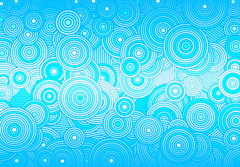 Poster - Abstract winter holidays background with circles and lines of various widths in ice blue color for Christmas and New Years eve celebration. Optical illusion Christmas background.
