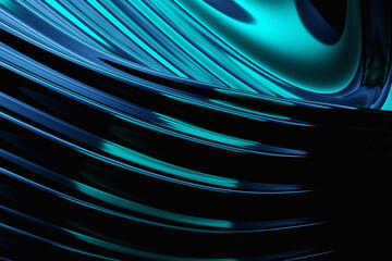 Poster - 3d illustration of a  blue abstract gradient background with lines. PRint from the waves. Modern graphic texture. Geometric pattern.