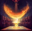 Digital drawing of a cult summoning the devil