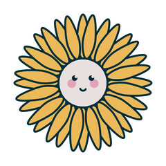 Sticker - sunflower character retro style