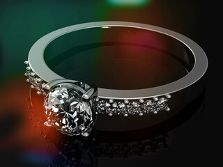 Wall Mural - Wedding ring 3D rendering (high resolution 3D image)