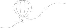 Air Balloon Continuous Line Drawing. Air Balloon Minimalist Trendy Line Art. Contour Vector Illustration.