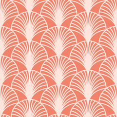 White fan arch on orange background, seamless pattern arabic oriental illustration