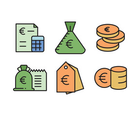 Canvas Print - euro currency money set vector illustration