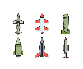 Wall Mural - missile and rocket icons set vector illustration