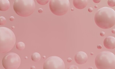 Sticker - Abstract pink background. 3d pink rendering with colorful sphere balls.