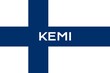 © Modern Design & Foto - Kemi: Name der finnischen Stadt Kemi in der Provinz Lappi auf der Flagge der Republik Finnland