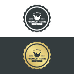 Premium Herbs Stamp Vector or Simple Herbs Label Vector Isolated. 2 designs of Herbs stamps or labels. Suitable for stamp design purposes for Herbs products with 100% natural ingredients.