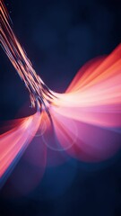 Poster - Flowing curves with glowing neon lines, 3d rendering.